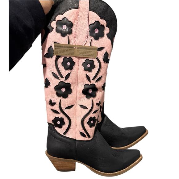NWT Dingo Goodness Gracious Leather Floral Western Boot Black/Pink Size 7.5 - Picture 6 of 9
